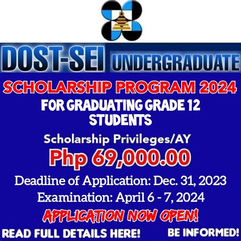 Applications for DOST graduate scholarships now open.